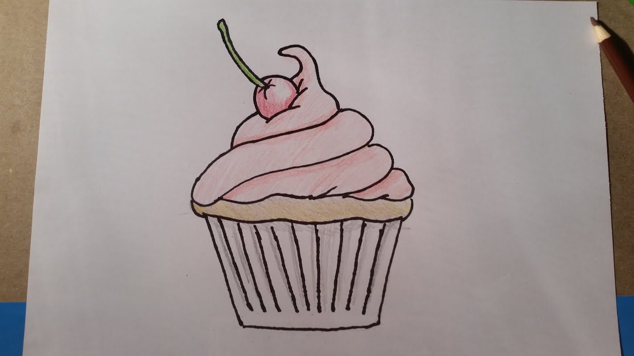 1280x720 How To Draw A Cartoon Cupcake - Cupcake Drawing Images