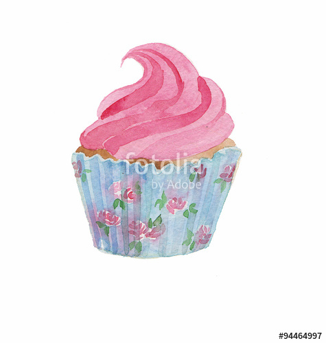 475x500 The Cupcake Watercolor Hand Drawing Wallpaper Isolated - Cupcake Drawing Images