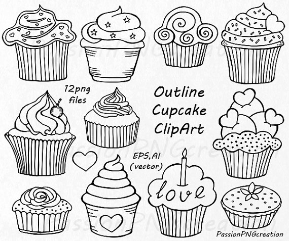 Cupcake Drawing Outline at PaintingValley.com | Explore collection of