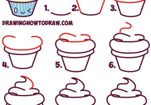 300x210 Cute Easy Sketches Step - Cupcake Drawing Step By Step