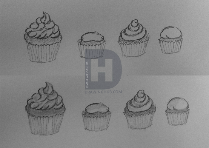 700x496 How To Draw Cupcakes, Step - Cupcake Drawing Step By Step