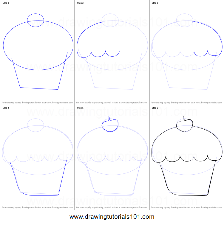 Cupcake Drawing Step By Step at PaintingValley.com | Explore collection ...