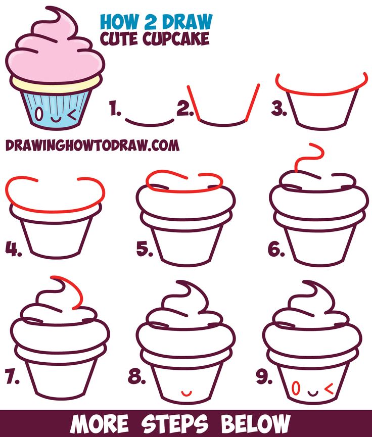 736x865 How To Draw Cute Kawaii Cupcake With Face On It - Cupcake Drawing Step By Step