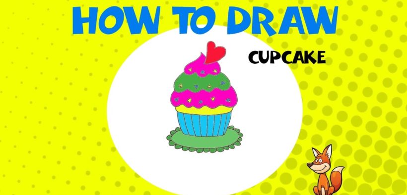 820x394 How To Draw A Cupcake Step - Cupcake Drawing Step By Step