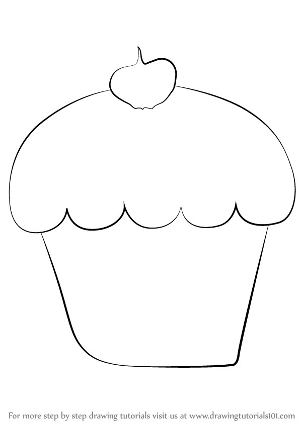 598x844 Learn How To Draw Cup Cake For Kids - Cupcake Drawing Step By Step