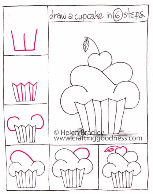 500x635 Step - Cupcake Drawing Step By Step