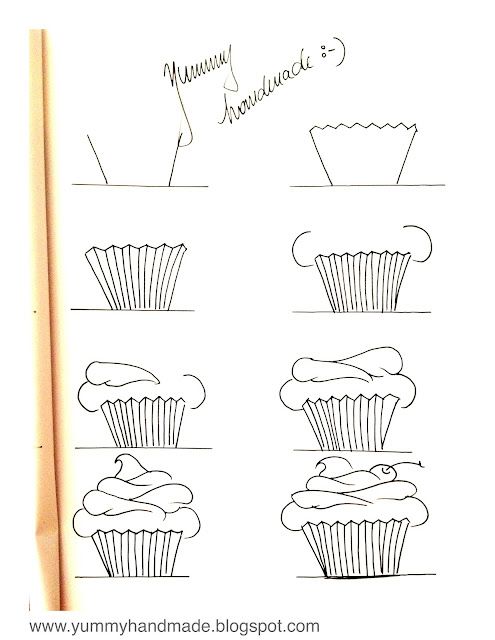495x640 Week Use This For Upside Down Drawing How To Draw A Cupcake - Cupcake Drawing Step By Step