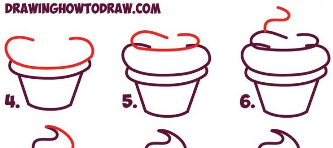 660x293 Easy Drawing Tutorial And How To Draw Cute Kawaii Cupcake - Cupcake Drawing Step By Step