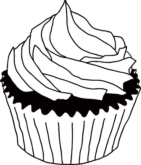 472x550 Cupcake Black And White Drawing - Cupcake Line Drawing