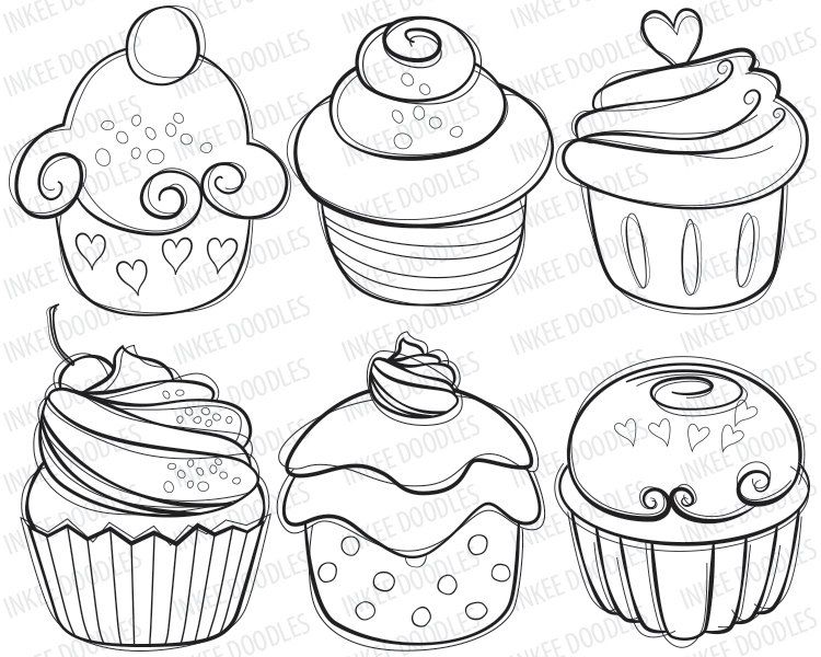 750x600 Line Drawing Cupcake For Free Download - Cupcake Line Drawing