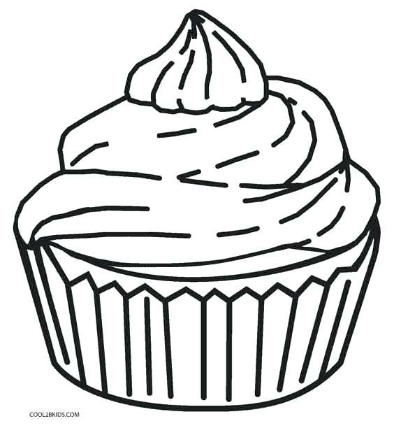 564x612 Cupcakes Coloring - Cupcake Line Drawing