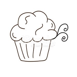 300x300 fluffy icing line drawing cupcake with fancy swirls stock vectors - Cupcake Line Drawing