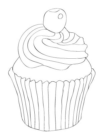 354x475 Line Drawing Cupcake Melanie Bestel - Cupcake Line Drawing
