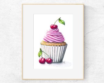 340x270 Cupcake Drawing Etsy - Cupcakes Drawing Art