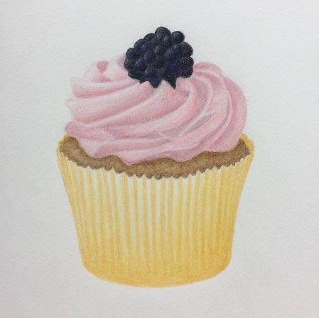 640x637 Berry Cupcake Drawing - Cupcakes Drawing Art