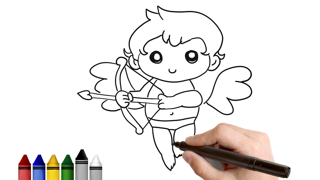 How To Draw Simple Cupid For Valentine's Day Drawing For Kids - Cupid ...
