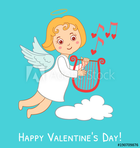 476x500 Cute Drawing Cartoon Cupid For Valentine's Day Card Small Angel - Cupid Cartoon Drawing