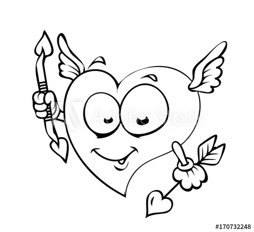 500x457 Happy Heart Cupid Drawing - Cupid Drawing