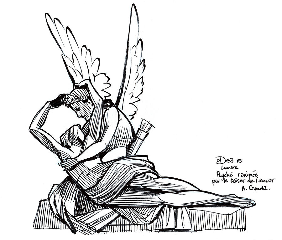 900x767 psyche revived - Cupid Drawing