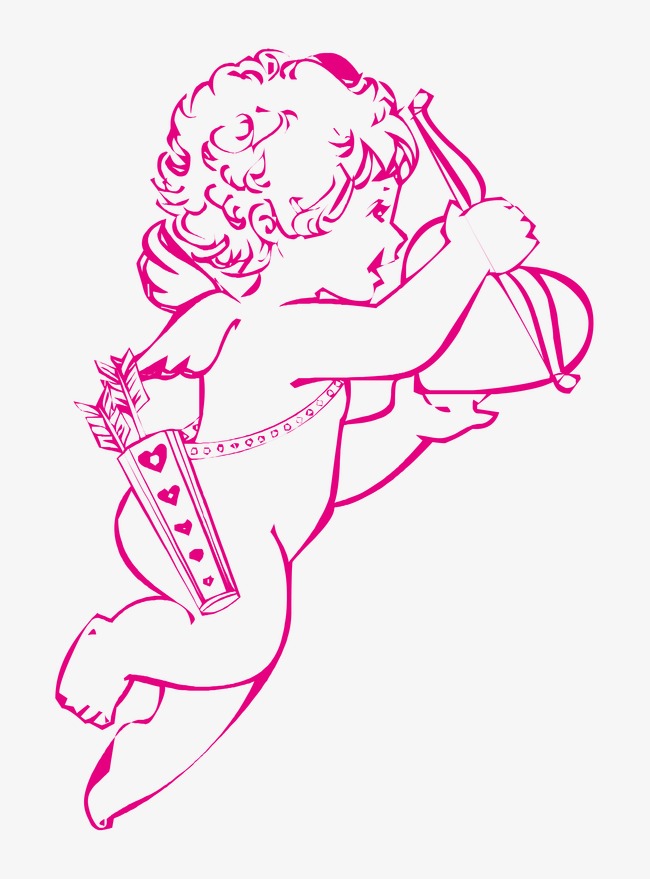 650x879 cupid line drawing, line vector, line drawing, cupid png - Cupid Drawing