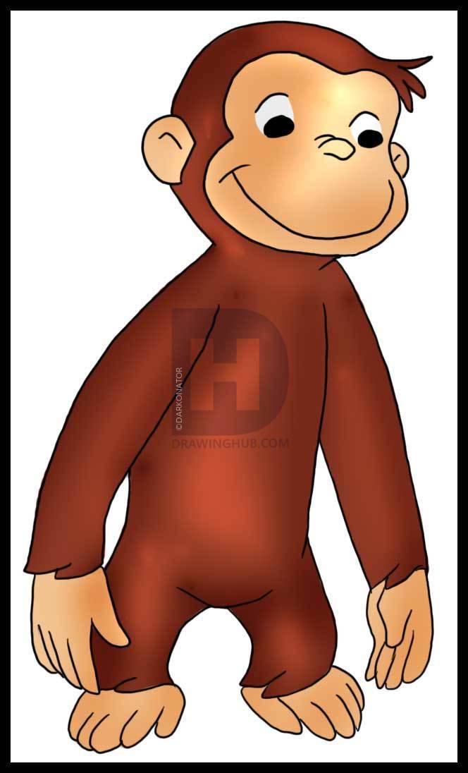 664x1096 How To Draw Curious George, Step - Curious George Drawing