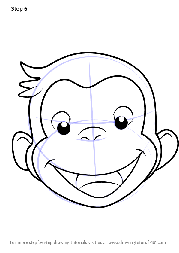 597x842 Learn How To Draw Curious George Face - Curious George Drawing