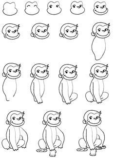 236x324 How To Draw Curious George Face Step - Curious George Drawing