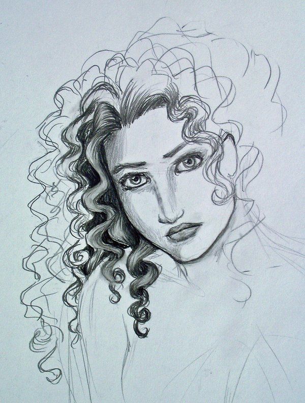 600x792 curly hair study - Curly Hair Drawing