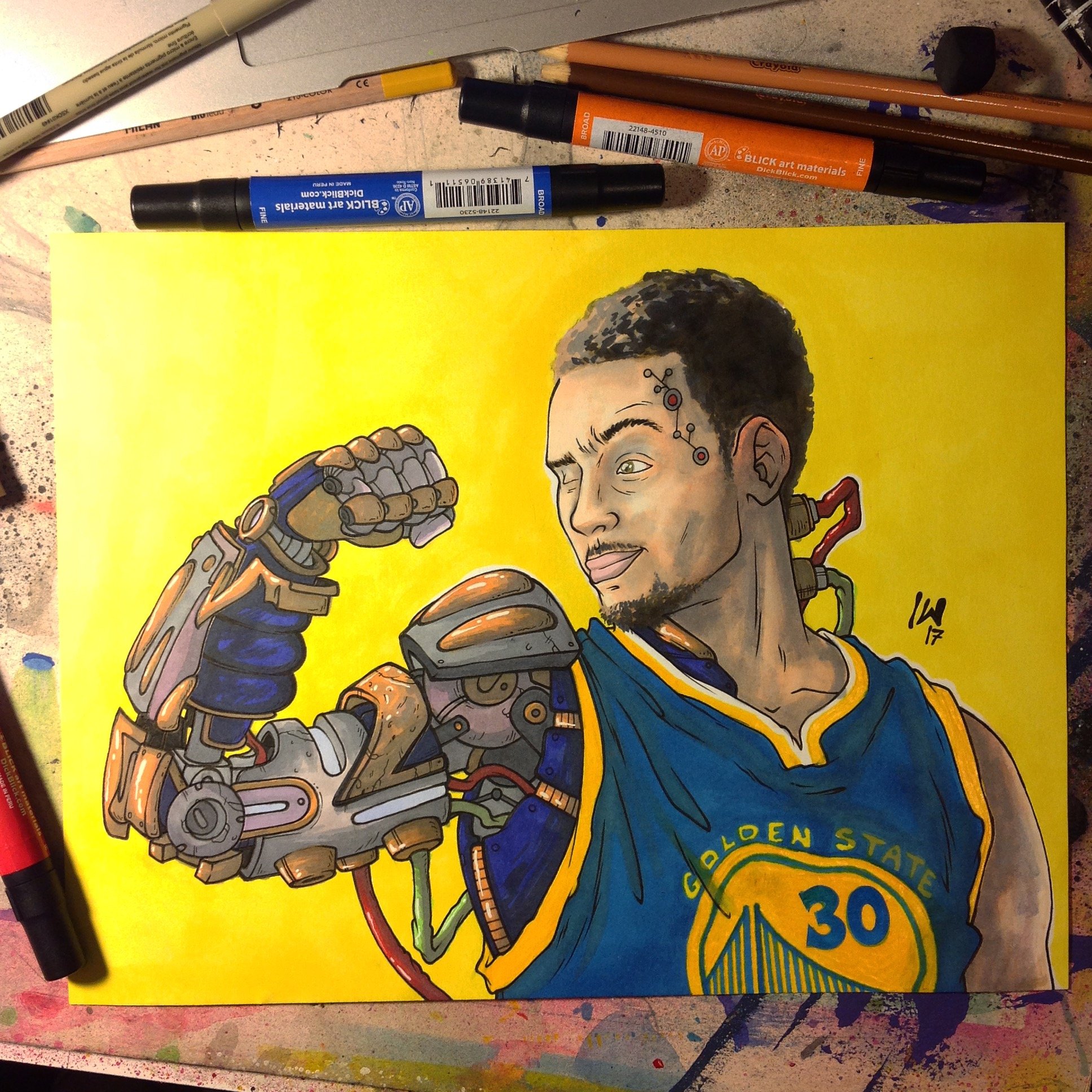 1936x1936 Steph Curry With The Shot Arm Ian Westart - Curry Drawing