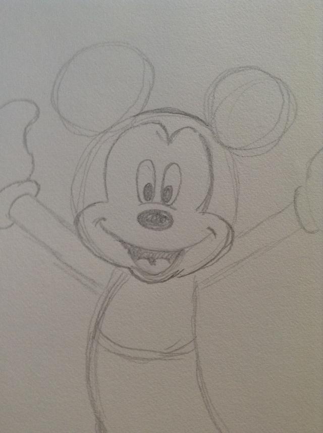 640x857 How To Draw Mickey Mouse - Curved Line Drawing