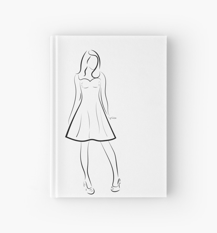 827x889 Drawing Thin, Curved Lines, Girl, Young Woman Hardcover Journals - Curved Line Drawing