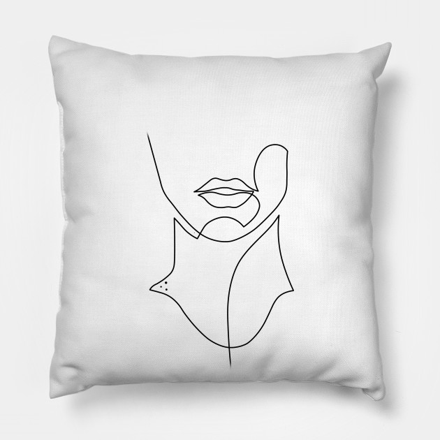 630x630 face drawing in one line - Cushion Drawing