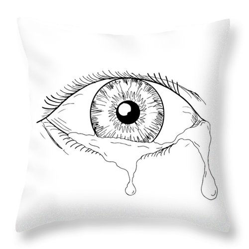 500x500 human eye crying tears flowing drawing throw pillow for sale - Cushion Drawing