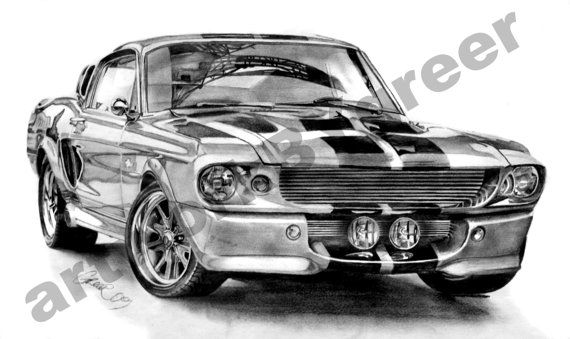 570x339 Custom Car Drawings On Etsy Art Car Drawings, Truck Art, Mustang - Custom Car Drawings