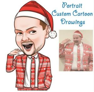 300x294 Hand Custom Cartoon Portrait Drawing From Photograph, Personalized - Custom Cartoon Drawings
