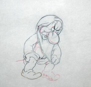 300x286 Disney, Snow White Production Drawing, Grumpy, Custom Frame - Custom Drawings