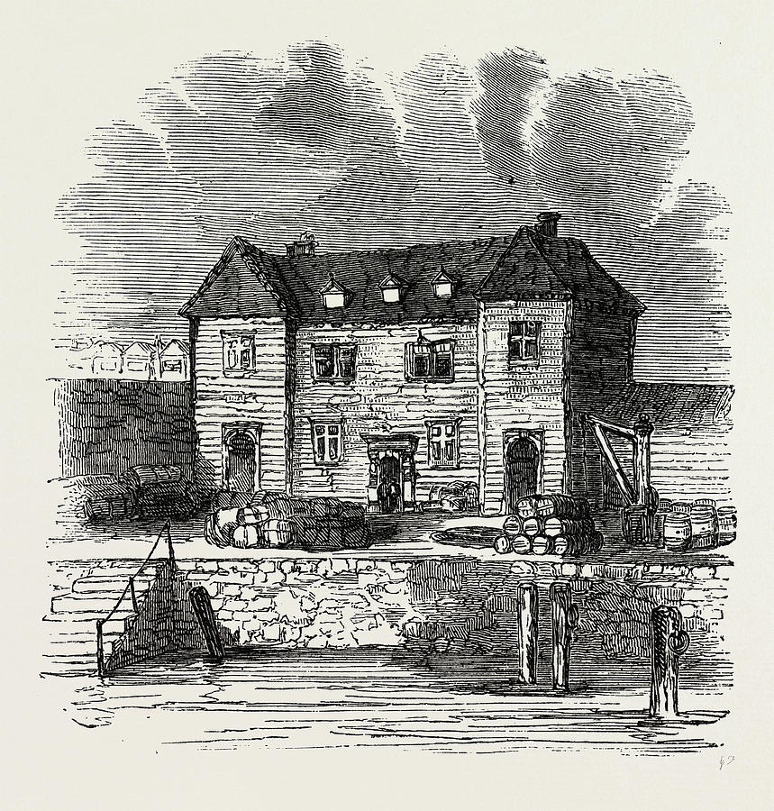 859x900 Custom House In The Time Of Elizabeth, London Drawing - Custom House Drawing