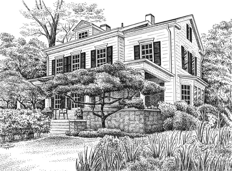744x549 Pencil Drawings - Custom House Drawing