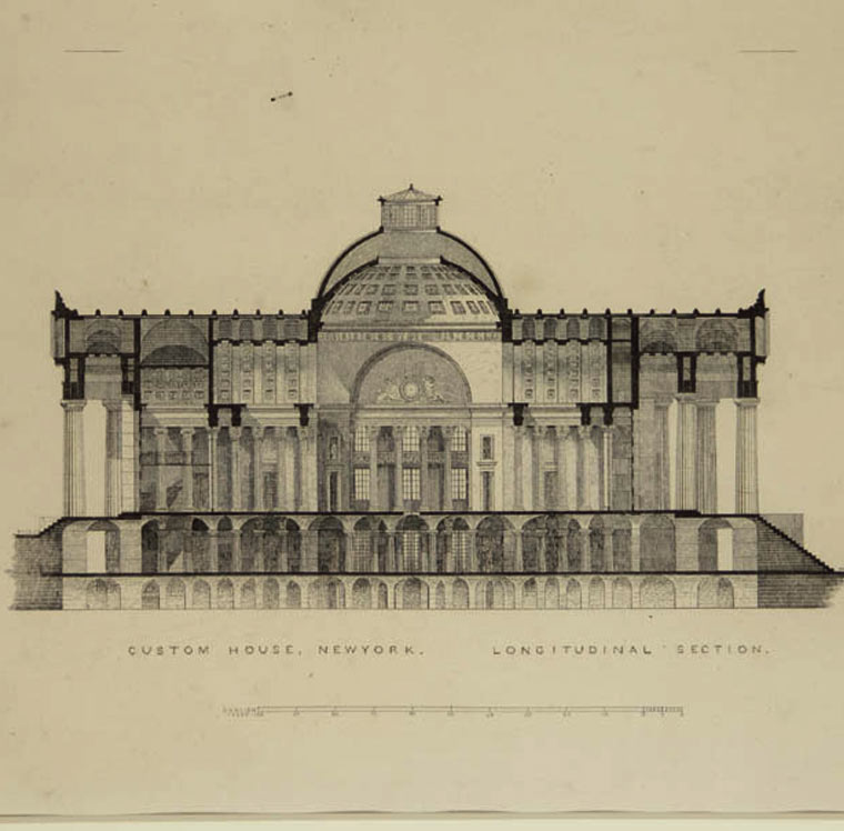 760x748 Custom House Section Drawing The Federal Hall Project - Custom House Drawing