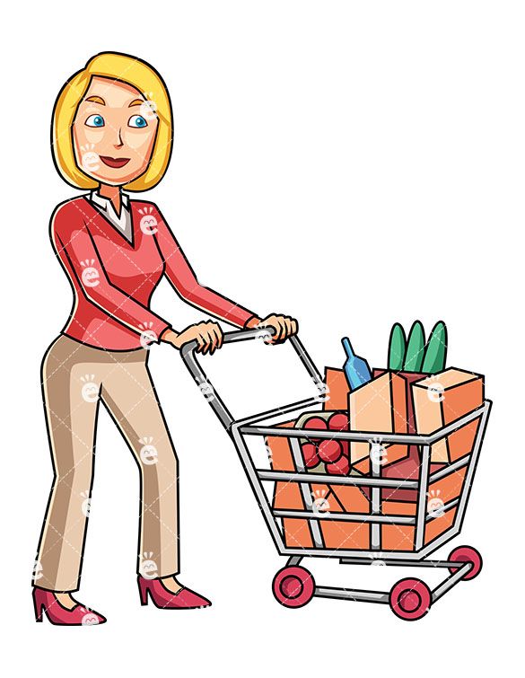 585x755 A Woman Doing Some Grocery Shopping - Customer Drawing