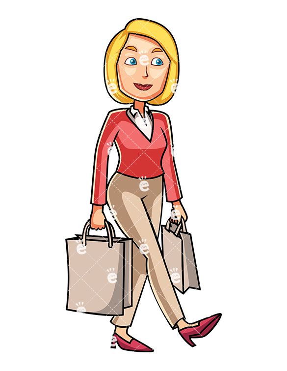585x755 A Woman Holding A Couple Of Shopping Bags - Customer Drawing