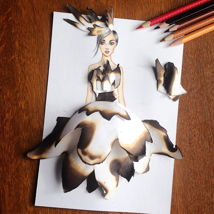 700x700 Edgar Artis Completes Cut Out Dresses With Everyday Objects - Cut Out Drawings