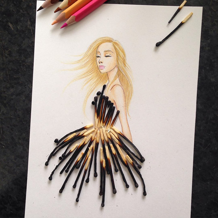 700x700 Fashion Illustrator Integrates Cut Out Dresses With Various - Cut Out Drawings