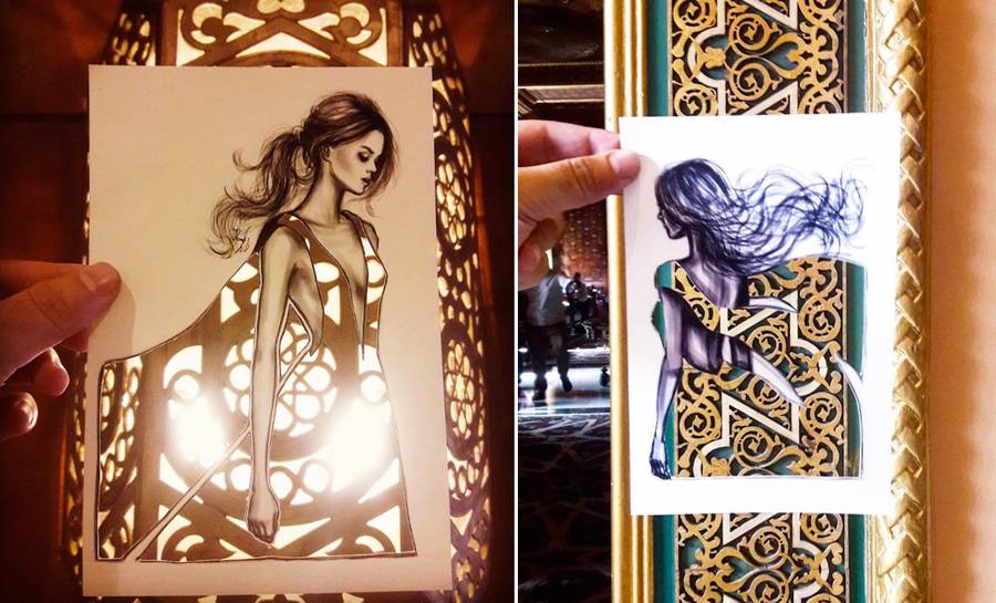 900x545 Amazing Cut Out Drawings Juxtaposed With Real Life Patterns - Cut Out Drawings