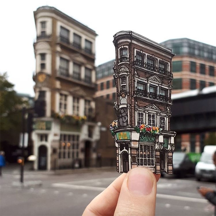 750x750 illustrator captures london's historic pubs in a series of cut out - Cut Out Drawings