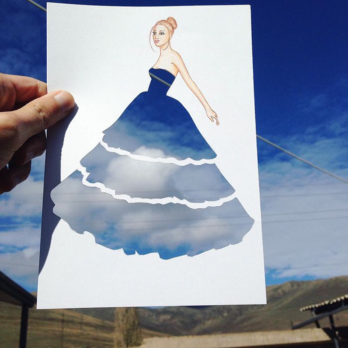 700x700 Armenian Illustrator Completes His Cut Out Dresses With Everyday - Cut Out Drawings