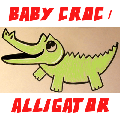 400x400 How To Draw Cartoon Baby Crocodiles And Alligators Easy Tutorial - Cute Alligator Drawing
