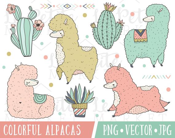 570x450 cute alpaca girls clipart images cute llama clipart images etsy - Cute Alpaca Drawing
