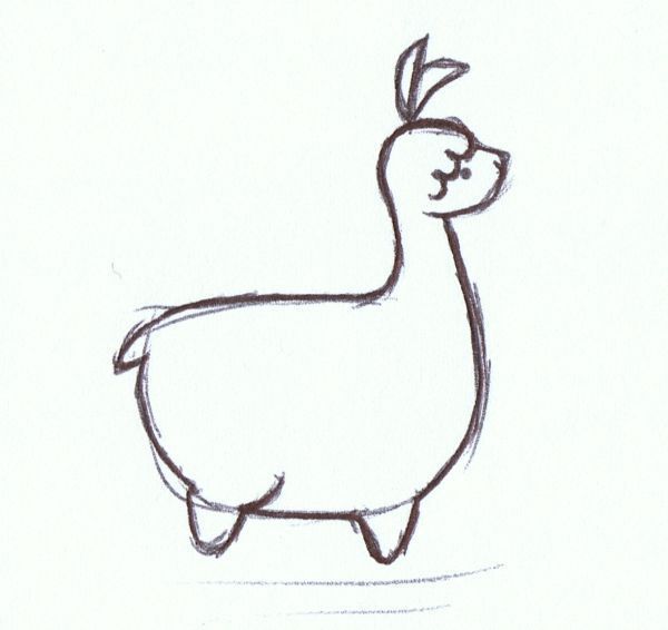600x566 alpacasso drawing cute for free download - Cute Alpaca Drawing