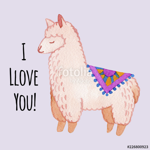 500x500 llama and alpaca collection of cute hand drawn watercolor - Cute Alpaca Drawing